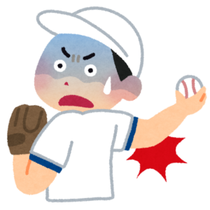 野球肘で肘を痛めた野球選手のイラスト